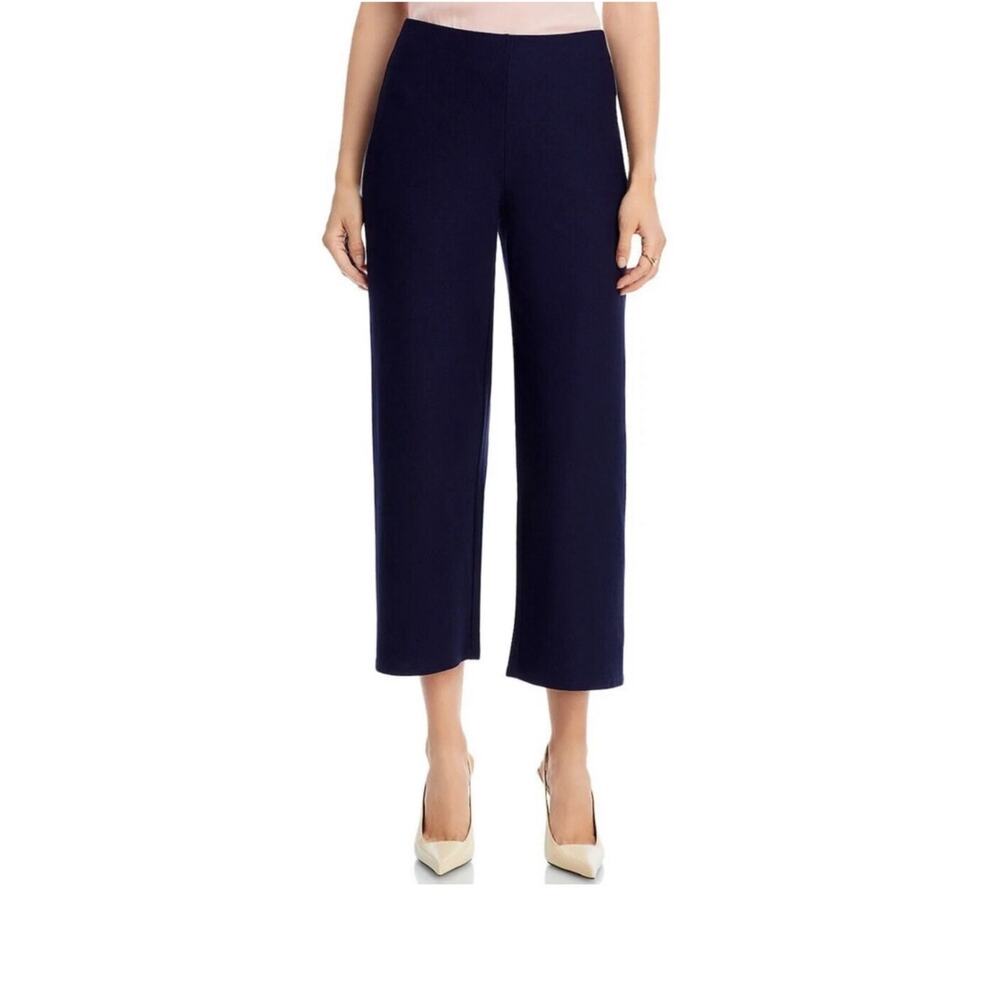 NWT Eillen Fisher Wide Crepe Pant with Yoke Pull On Cropped in Midnight Petite S